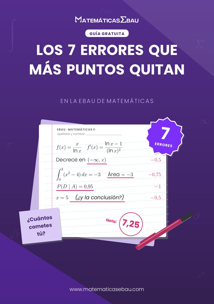 Portada de la guía Los 7 errores que más puntos quitan en la EBAU de Matemáticas